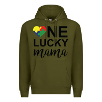 Army Green one lucky mama Premium Hoodie - CowhideDigitalArt