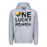 Heather Grey one lucky mama Premium Hoodie - CowhideDigitalArt