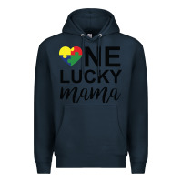 Navy one lucky mama Premium Hoodie - CowhideDigitalArt