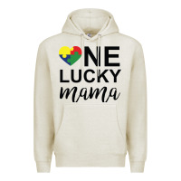 Oatmeal Heather one lucky mama Premium Hoodie - CowhideDigitalArt