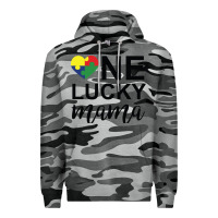 Slate Camo one lucky mama Premium Hoodie - CowhideDigitalArt