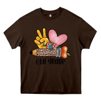 Chocolate Brown peace love 6th grade Heavy Core Tee - JahusDesignShop