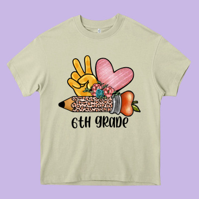 Peace Love 6th Grade Heavy Core Tee Designed By Jahusdesignshop