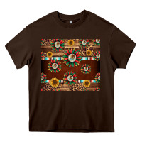 Chocolate Brown seamless mexican sunflower tumbler design Heavy Core Tee - Jasminsmagicworld