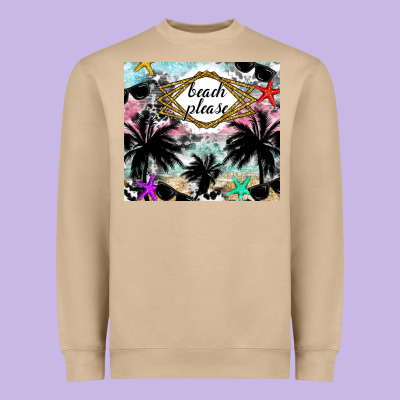 Beach Please Heavyweight Sweatshirt Designed By Cowhidedigitalart