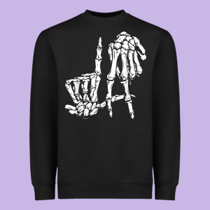 La Hand Sign Lazy Diy Halloween Costume Skeleton Los Angeles Heavyweight Sweatshirt Designed By Trangstudio