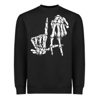 Black La Hand Sign Lazy DIY Halloween Costume Skeleton Los Angeles Heavyweight Sweatshirt - trangStudio
