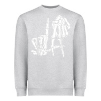 Heather Grey La Hand Sign Lazy DIY Halloween Costume Skeleton Los Angeles Heavyweight Sweatshirt - trangStudio