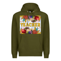 Army Green Teacher Premium Hoodie - LillyAllenDesigns