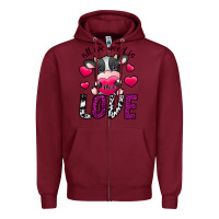 Burgundy All We Need İs Moo Love Zipper Hoodie - SublimationCraftShop