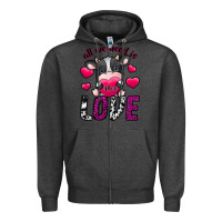 Charcoal Heather All We Need İs Moo Love Zipper Hoodie - SublimationCraftShop