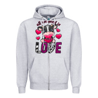 Heather Grey All We Need İs Moo Love Zipper Hoodie - SublimationCraftShop