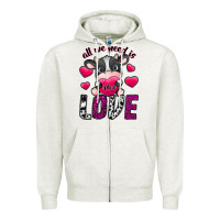 Oatmeal Heather All We Need İs Moo Love Zipper Hoodie - SublimationCraftShop