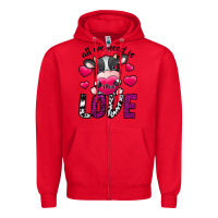 Red All We Need İs Moo Love Zipper Hoodie - SublimationCraftShop