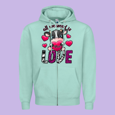All We Need İs Moo Love Zipper Hoodie Designed By Sublimationcraftshop