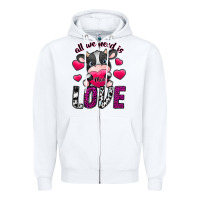 White All We Need İs Moo Love Zipper Hoodie - SublimationCraftShop