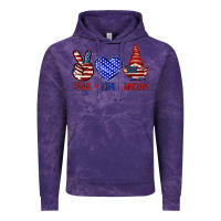 Cloud Purple Peace love America with gnome 4th of july Vintage Hoodie - HowdyJamesFarm