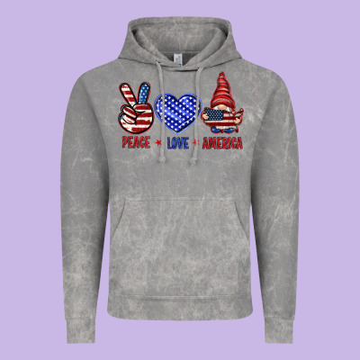 Peace Love America With Gnome 4th Of July Vintage Hoodie Designed By Howdyjamesfarm