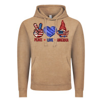 Vintage Coffee Peace love America with gnome 4th of july Vintage Hoodie - HowdyJamesFarm