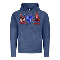 Vintage Denim Peace love America with gnome 4th of july Vintage Hoodie - HowdyJamesFarm