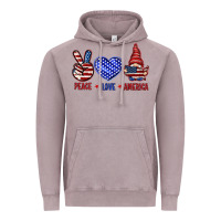Vintage Zinc Peace love America with gnome 4th of july Vintage Hoodie - HowdyJamesFarm