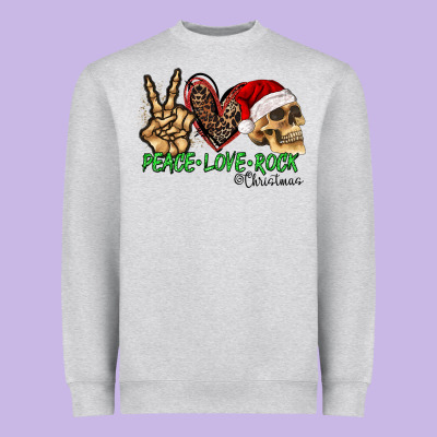 Peace Love Rock Christmas Heavyweight Sweatshirt Designed By Cowhidedigitalart