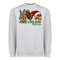 Heather Grey Peace Love Rock Christmas Heavyweight Sweatshirt - CowhideDigitalArt