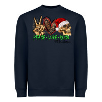 Navy Peace Love Rock Christmas Heavyweight Sweatshirt - CowhideDigitalArt
