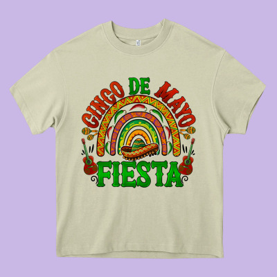 Cinco De Mayo Fiesta Rainbow Heavy Core Tee Designed By Barkaloodesign