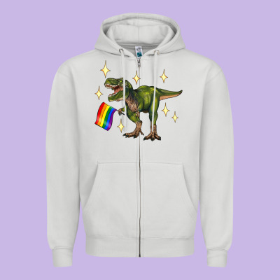 Lgbtq+  T Rex Zipper Hoodie Designed By Artiststas
