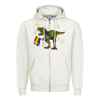 Oatmeal Heather lgbtq+  t rex Zipper Hoodie - Artiststas