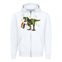 White lgbtq+  t rex Zipper Hoodie - Artiststas