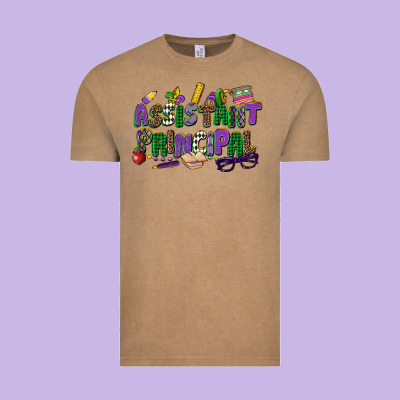 Assistant Principal Mardi Gras Vintage Tee Designed By Cowgirlartshop