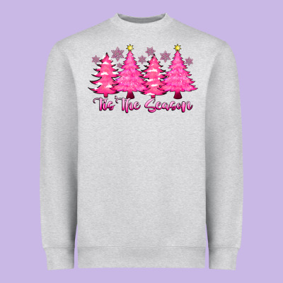 Tis The Season Pink Trees Heavyweight Sweatshirt Designed By Cowhidedigitalart