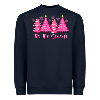Navy Tis the Season Pink Trees Heavyweight Sweatshirt - CowhideDigitalArt