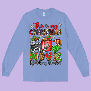 This Is My Christmas Movie Watching Blanket Long Sleeve Tee Designed By Oliviacreatesart