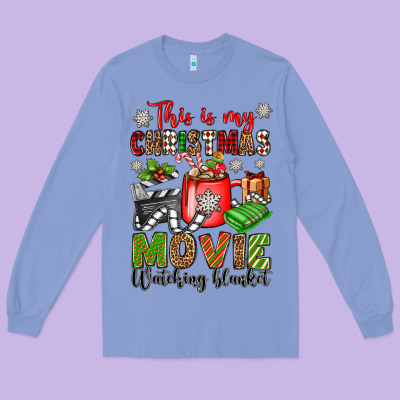 This Is My Christmas Movie Watching Blanket Long Sleeve Tee Designed By Oliviacreatesart