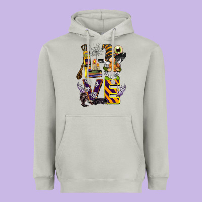 Halloween Love Gnome Heavyweight Hoodie Designed By Barkaloodesign