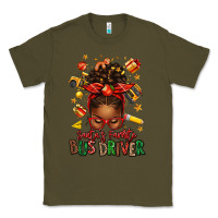 Army Green santas favorite school bus driver afro messy bun Classic Tee - texasbilliewilder