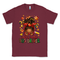 Burgundy santas favorite school bus driver afro messy bun Classic Tee - texasbilliewilder
