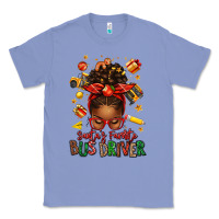Colony Blue santas favorite school bus driver afro messy bun Classic Tee - texasbilliewilder