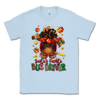 Dusty Blue santas favorite school bus driver afro messy bun Classic Tee - texasbilliewilder
