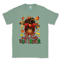Sage santas favorite school bus driver afro messy bun Classic Tee - texasbilliewilder