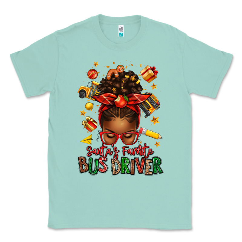 Santas Favorite School Bus Driver Afro Messy Bun Classic Tee by texasbilliewilder | Teevron
