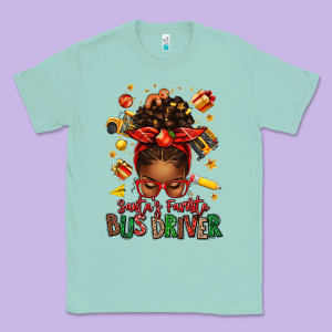 Santas Favorite School Bus Driver Afro Messy Bun Classic Tee Designed By Texasbilliewilder