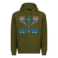 Army Green jewish hanukkah chanukah doctor medical menorah  gifts Premium Hoodie - trangStudio