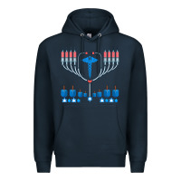 Navy jewish hanukkah chanukah doctor medical menorah  gifts Premium Hoodie - trangStudio