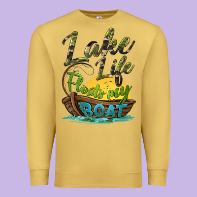 Lake Life Floats My Boat Premium Sweatshirt Designed By Barkaloodesign