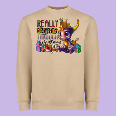Real Dragon Through Christmas Heavyweight Sweatshirt Designed By Cowhidedigitalart