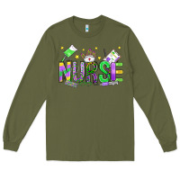 Army Green mardi gras nurse Long Sleeve Tee - OliviaCreatesArt